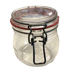 VINTAGE Niveau-De-Remplissage 1/2 Liter Glass Jar with Rubber Seal